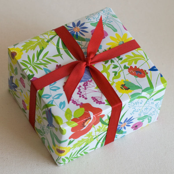 GIFT: 4 jars, wrapped in "FLOWERS" gift wrap