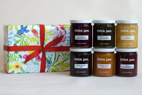 GIFT: 6 jars, wrapped in "FLOWERS" gift wrap