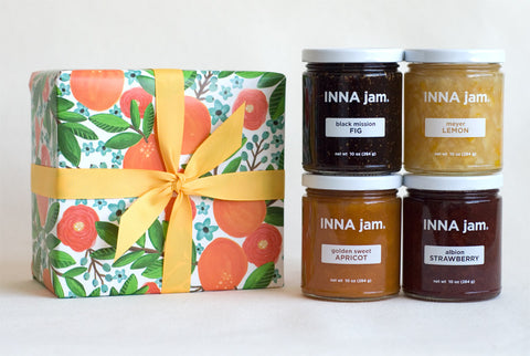 GIFT: 4 jars, wrapped in "FRUIT" gift wrap